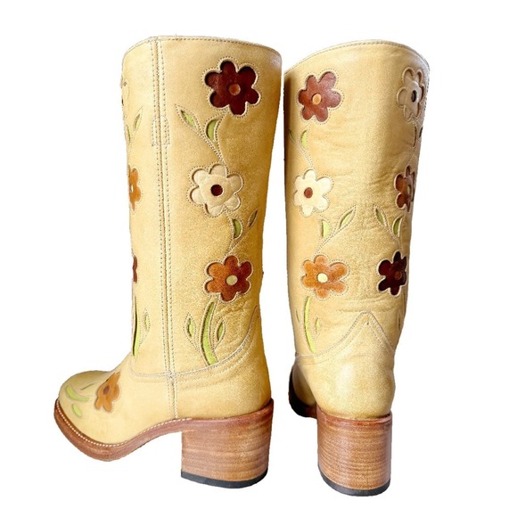 SENDRA Toledo Flower Banana Chunky Campus Platform Western Boots Size 6 - Picture 4 of 5